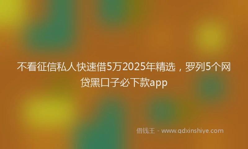 不看征信私人快速借5万2025年精选，罗列5个网贷黑口子必下款app