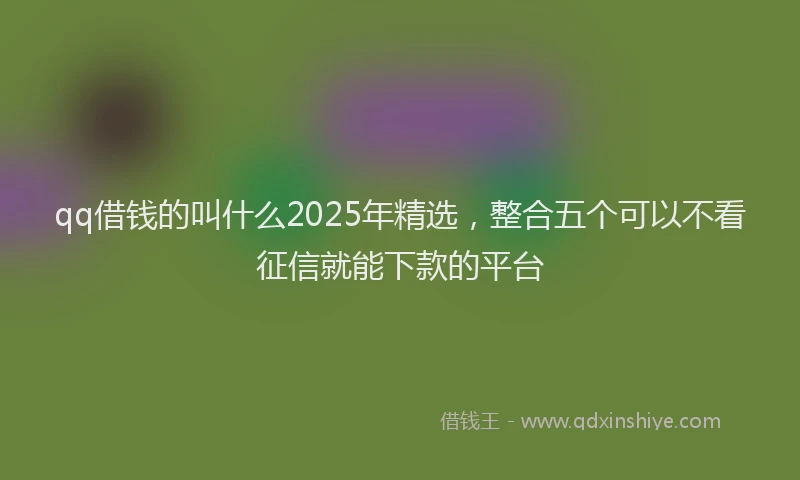 qq借钱的叫什么2025年精选，整合五个可以不看征信就能下款的平台