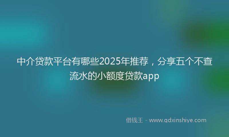 中介贷款平台有哪些2025年推荐，分享五个不查流水的小额度贷款app