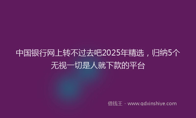 中国银行网上转不过去吧2025年精选，归纳5个无视一切是人就下款的平台
