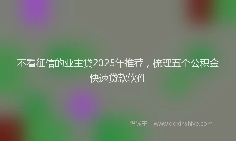 不看征信的业主贷2025年推荐，梳理五个公积金快速贷款软件