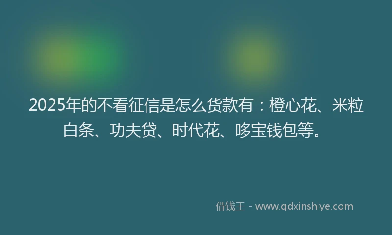 2025年的不看征信是怎么货款有：橙心花、米粒白条、功夫贷、时代花、哆宝钱包等。