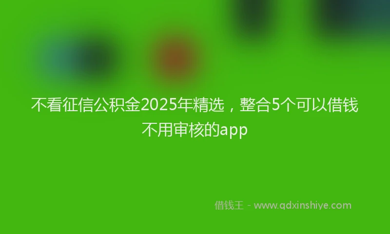 不看征信公积金2025年精选，整合5个可以借钱不用审核的app