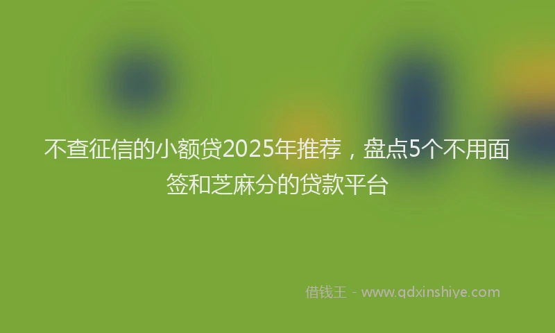 不查征信的小额贷2025年推荐，盘点5个不用面签和芝麻分的贷款平台
