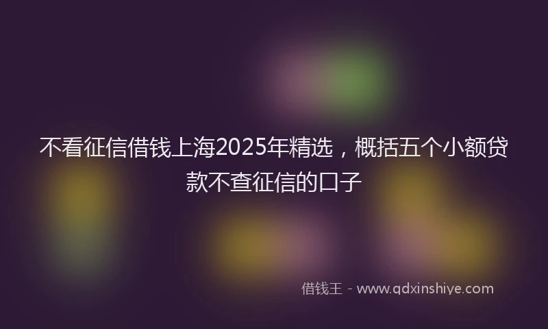 不看征信借钱上海2025年精选，概括五个小额贷款不查征信的口子
