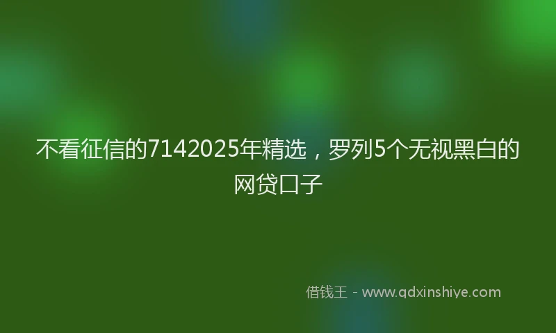 不看征信的7142025年精选，罗列5个无视黑白的网贷口子