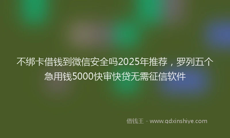 不绑卡借钱到微信安全吗2025年推荐，罗列五个急用钱5000快审快贷无需征信软件