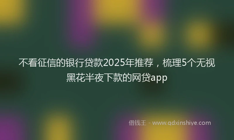 不看征信的银行贷款2025年推荐，梳理5个无视黑花半夜下款的网贷app