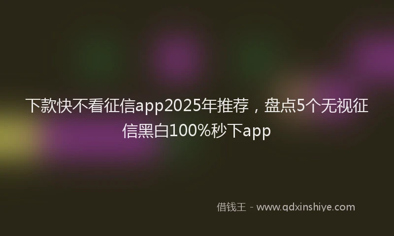 下款快不看征信app2025年推荐，盘点5个无视征信黑白100%秒下app