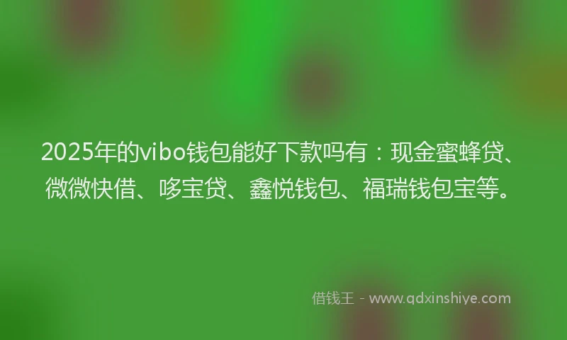 2025年的vibo钱包能好下款吗有：现金蜜蜂贷、微微快借、哆宝贷、鑫悦钱包、福瑞钱包宝等。
