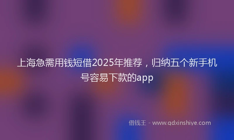 上海急需用钱短借2025年推荐，归纳五个新手机号容易下款的app