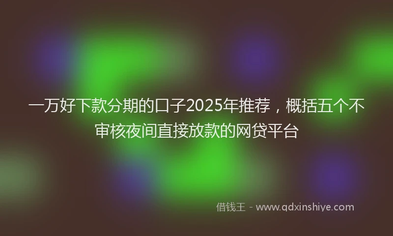 一万好下款分期的口子2025年推荐，概括五个不审核夜间直接放款的网贷平台