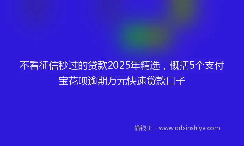 不看征信秒过的贷款2025年精选，概括5个支付宝花呗逾期万元快速贷款口子