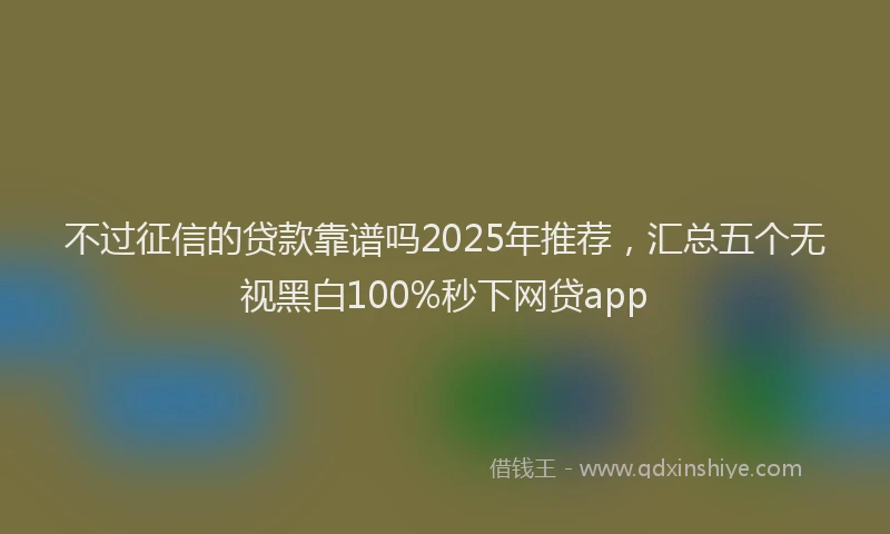 不过征信的贷款靠谱吗2025年推荐，汇总五个无视黑白100%秒下网贷app