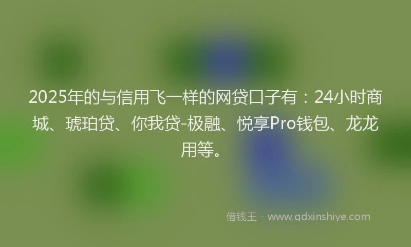 2025年的与信用飞一样的网贷口子有:24小时商城、琥珀贷、你我贷-极融、悦享Pro钱包、龙龙用等。