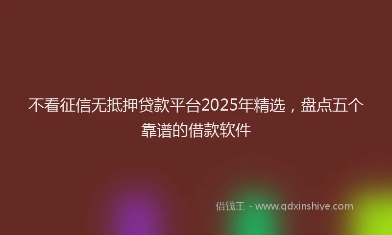 不看征信无抵押贷款平台2025年精选，盘点五个靠谱的借款软件