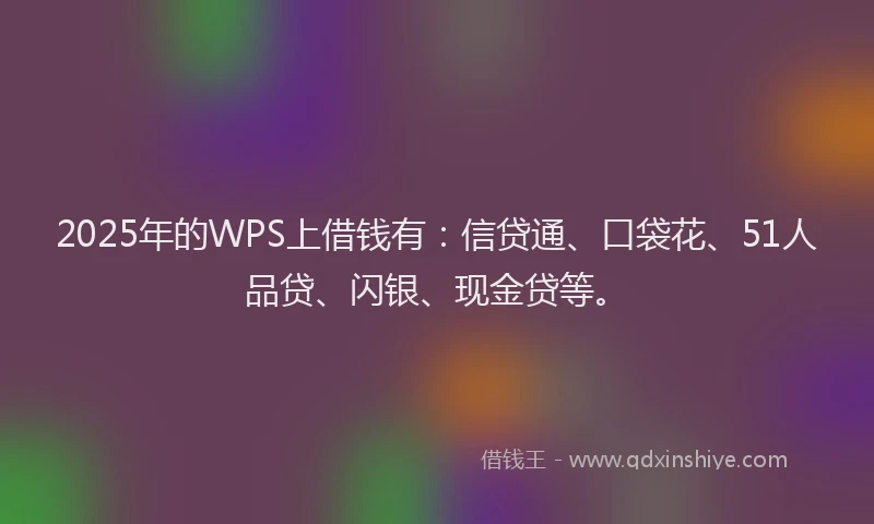 2025年的WPS上借钱有：信贷通、口袋花、51人品贷、闪银、现金贷等。