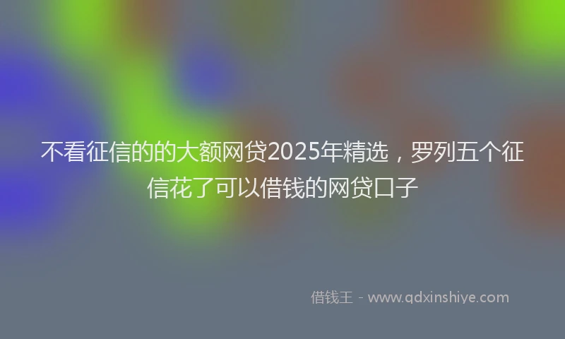 不看征信的的大额网贷2025年精选，罗列五个征信花了可以借钱的网贷口子