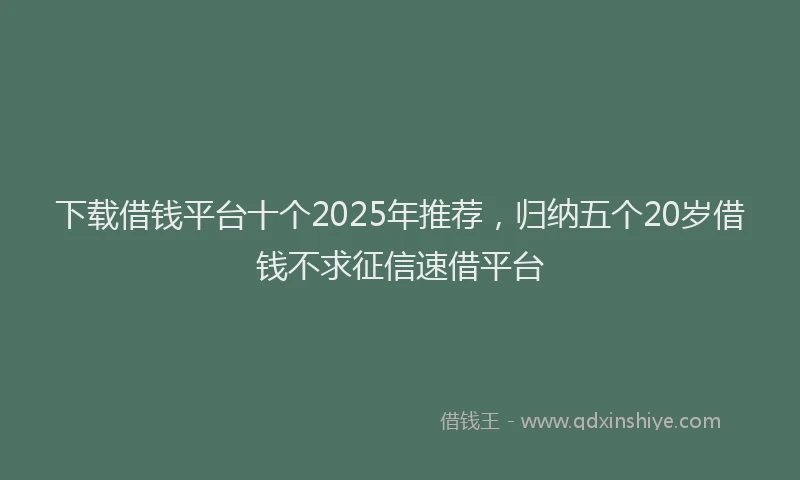 下载借钱平台十个2025年推荐，归纳五个20岁借钱不求征信速借平台