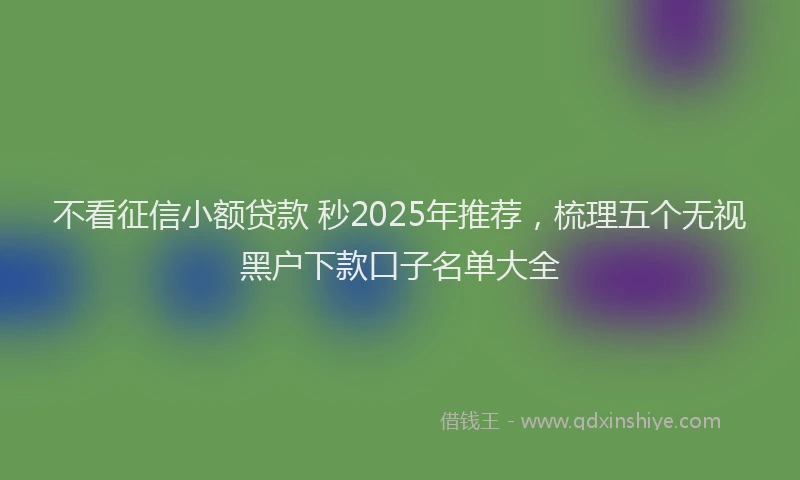 不看征信小额贷款 秒2025年推荐，梳理五个无视黑户下款口子名单大全