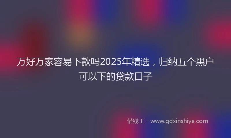 万好万家容易下款吗2025年精选，归纳五个黑户可以下的贷款口子