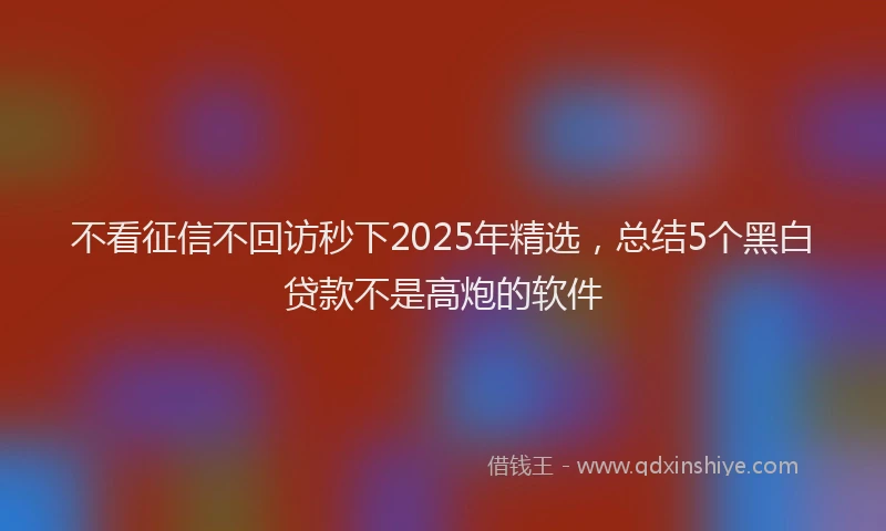 不看征信不回访秒下2025年精选，总结5个黑白贷款不是高炮的软件
