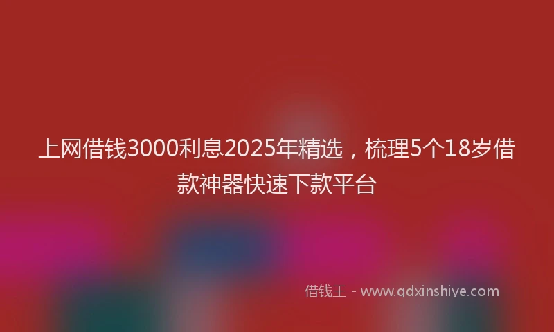 上网借钱3000利息2025年精选，梳理5个18岁借款神器快速下款平台