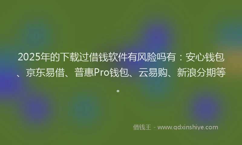 2025年的下载过借钱软件有风险吗有：安心钱包、京东易借、普惠Pro钱包、云易购、新浪分期等。