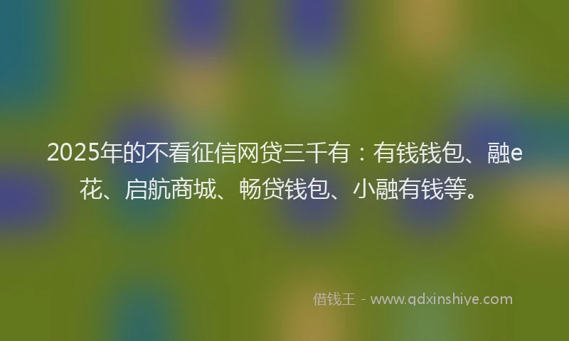2025年的不看征信网贷三千有：有钱钱包、融e花、启航商城、畅贷钱包、小融有钱等。