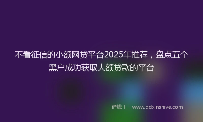 不看征信的小额网贷平台2025年推荐，盘点五个黑户成功获取大额贷款的平台