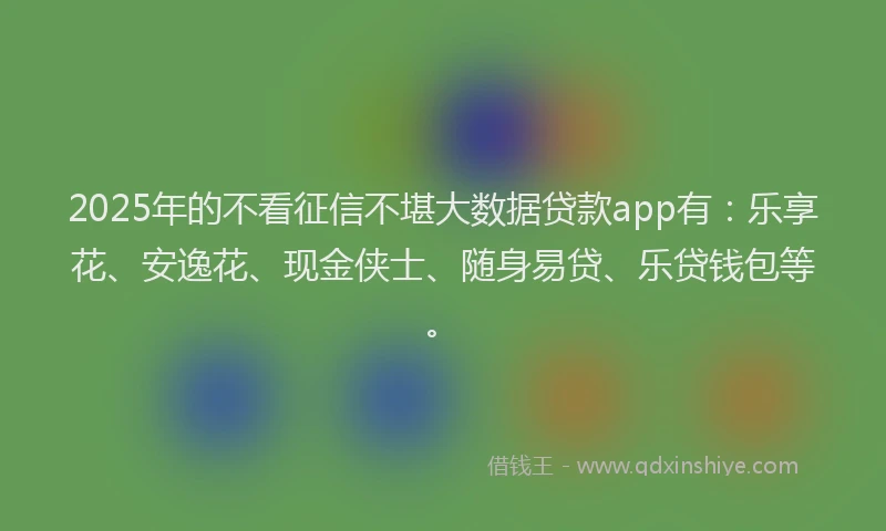 2025年的不看征信不堪大数据贷款app有：乐享花、安逸花、现金侠士、随身易贷、乐贷钱包等。