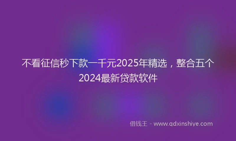 不看征信秒下款一千元2025年精选，整合五个2024最新贷款软件