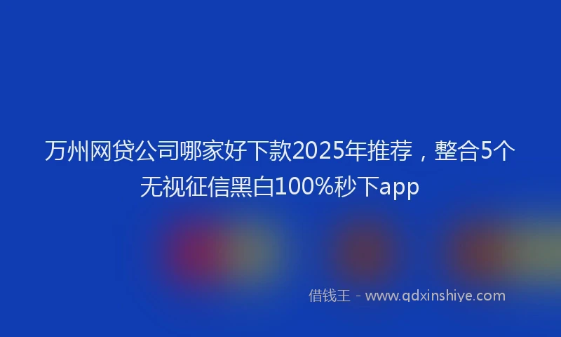 万州网贷公司哪家好下款2025年推荐，整合5个无视征信黑白100%秒下app