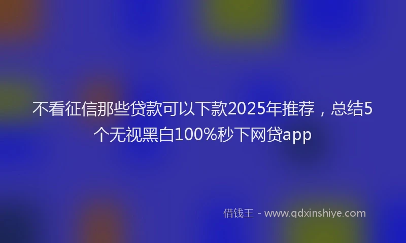 不看征信那些贷款可以下款2025年推荐，总结5个无视黑白100%秒下网贷app