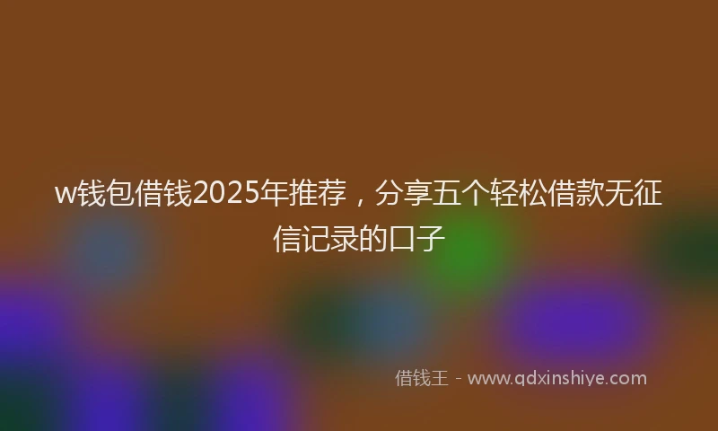 w钱包借钱2025年推荐，分享五个轻松借款无征信记录的口子
