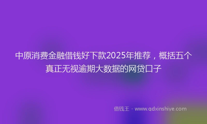 中原消费金融借钱好下款2025年推荐，概括五个真正无视逾期大数据的网贷口子