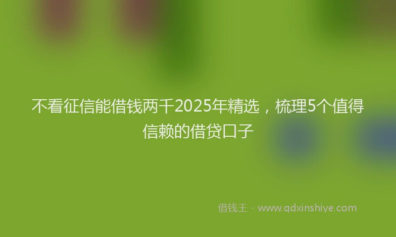 不看征信能借钱两千2025年精选，梳理5个值得信赖的借贷口子