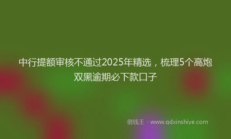 中行提额审核不通过2025年精选，梳理5个高炮双黑逾期必下款口子