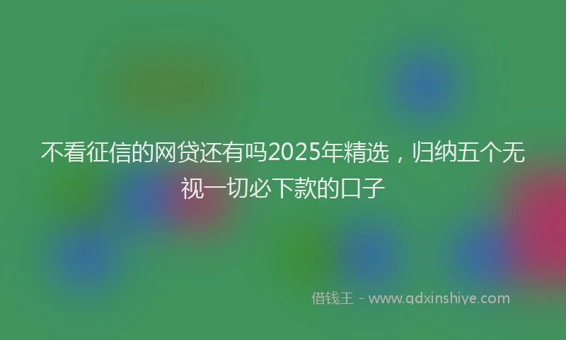 不看征信的网贷还有吗2025年精选，归纳五个无视一切必下款的口子