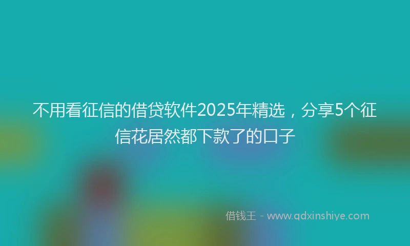 不用看征信的借贷软件2025年精选，分享5个征信花居然都下款了的口子