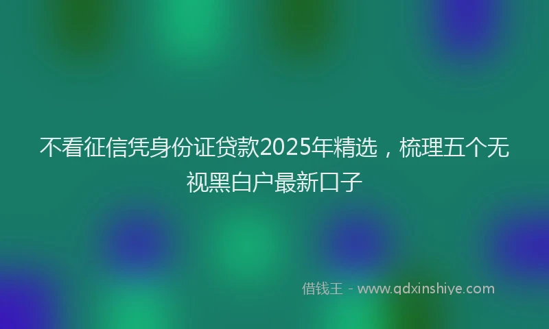 不看征信凭身份证贷款2025年精选，梳理五个无视黑白户最新口子