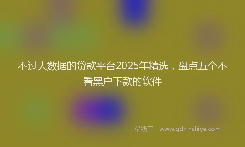 不过大数据的贷款平台2025年精选,盘点五个不看黑户下款的软件