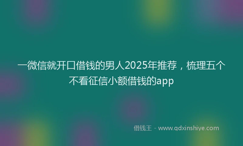 一微信就开口借钱的男人2025年推荐，梳理五个不看征信小额借钱的app
