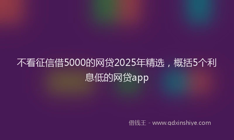 不看征信借5000的网贷2025年精选，概括5个利息低的网贷app