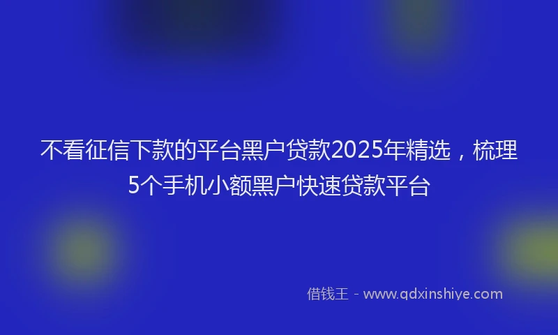 不看征信下款的平台黑户贷款2025年精选，梳理5个手机小额黑户快速贷款平台