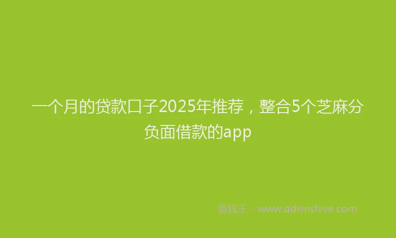 一个月的贷款口子2025年推荐，整合5个芝麻分负面借款的app