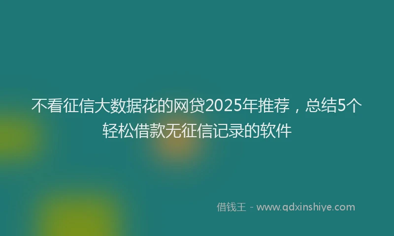 不看征信大数据花的网贷2025年推荐，总结5个轻松借款无征信记录的软件