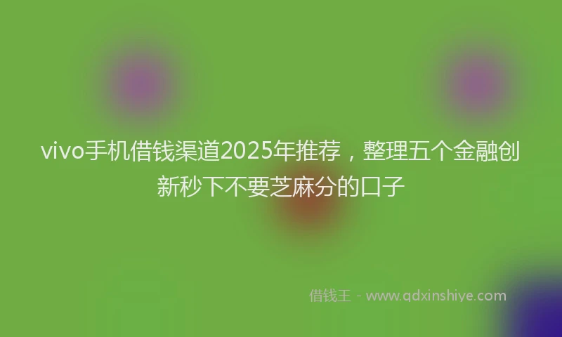 vivo手机借钱渠道2025年推荐，整理五个金融创新秒下不要芝麻分的口子