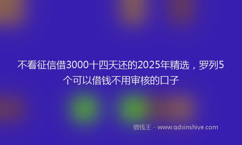 不看征信借3000十四天还的2025年精选，罗列5个可以借钱不用审核的口子