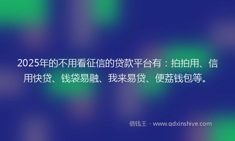 2025年的不用看征信的贷款平台有：拍拍用、信用快贷、钱袋易融、我来易贷、便荔钱包等。